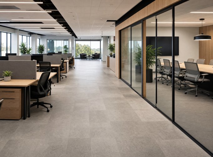 Commercial flooring installation in an office